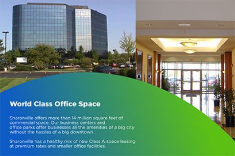 World Class Office Space poster with picture of office building and lobby